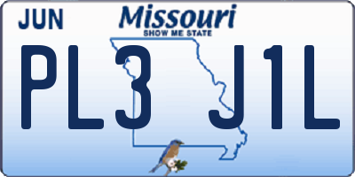MO license plate PL3J1L