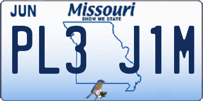 MO license plate PL3J1M