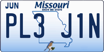 MO license plate PL3J1N