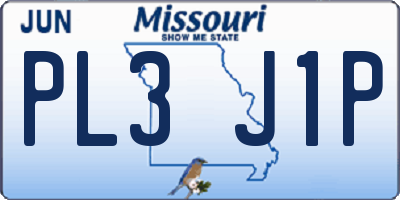 MO license plate PL3J1P