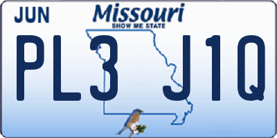 MO license plate PL3J1Q