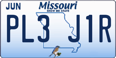 MO license plate PL3J1R