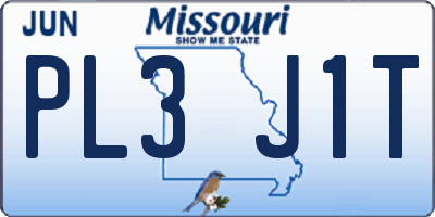 MO license plate PL3J1T