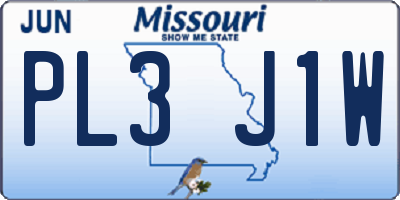 MO license plate PL3J1W