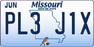 MO license plate PL3J1X
