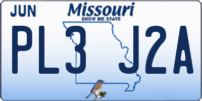 MO license plate PL3J2A