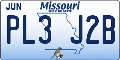 MO license plate PL3J2B