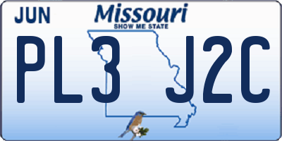 MO license plate PL3J2C