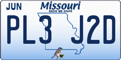 MO license plate PL3J2D