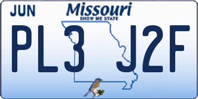 MO license plate PL3J2F