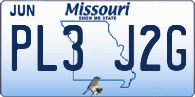 MO license plate PL3J2G