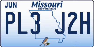 MO license plate PL3J2H