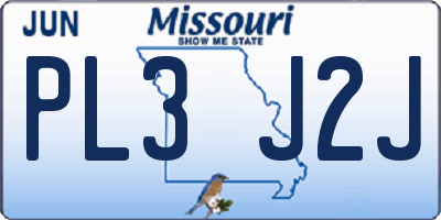 MO license plate PL3J2J