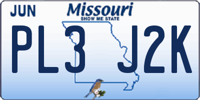 MO license plate PL3J2K