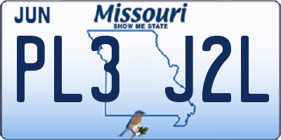 MO license plate PL3J2L