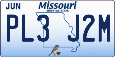 MO license plate PL3J2M