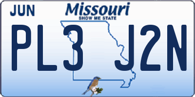 MO license plate PL3J2N