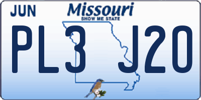 MO license plate PL3J2O