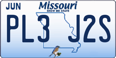 MO license plate PL3J2S