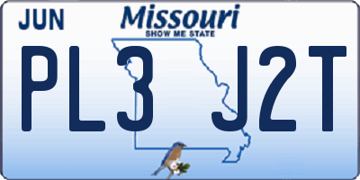 MO license plate PL3J2T