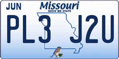 MO license plate PL3J2U