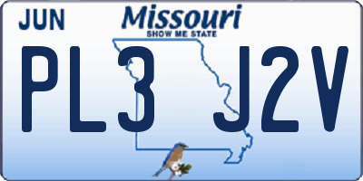 MO license plate PL3J2V