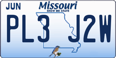 MO license plate PL3J2W