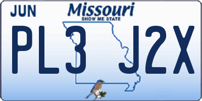 MO license plate PL3J2X