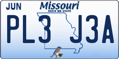 MO license plate PL3J3A