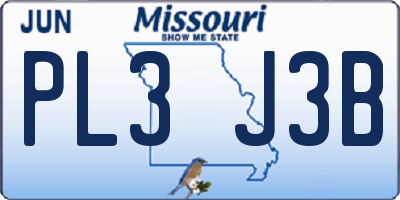 MO license plate PL3J3B