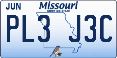MO license plate PL3J3C