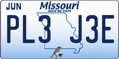 MO license plate PL3J3E