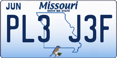MO license plate PL3J3F