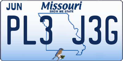 MO license plate PL3J3G