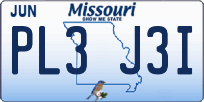 MO license plate PL3J3I