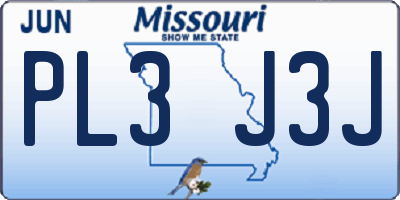 MO license plate PL3J3J