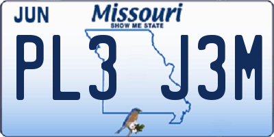 MO license plate PL3J3M