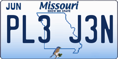 MO license plate PL3J3N