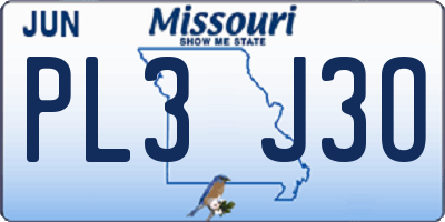 MO license plate PL3J3O