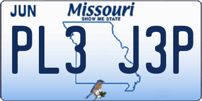 MO license plate PL3J3P