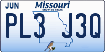 MO license plate PL3J3Q