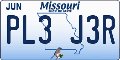 MO license plate PL3J3R