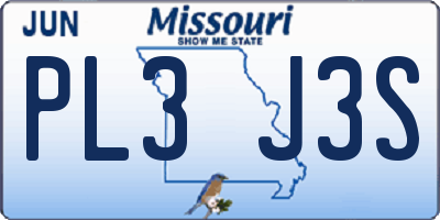 MO license plate PL3J3S