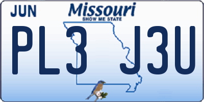 MO license plate PL3J3U