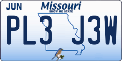 MO license plate PL3J3W