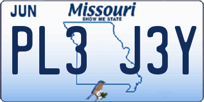 MO license plate PL3J3Y