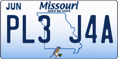 MO license plate PL3J4A