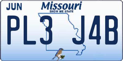 MO license plate PL3J4B