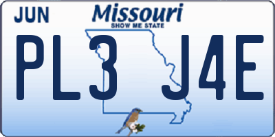 MO license plate PL3J4E