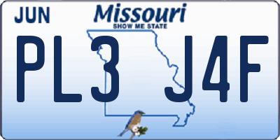 MO license plate PL3J4F